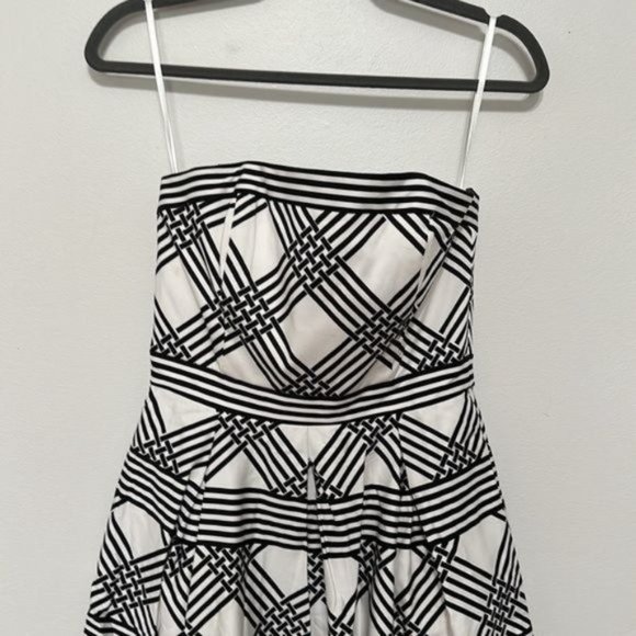 WHBM Lattice Print Strapless Midi Dress Size 2 - Picture 3 of 9